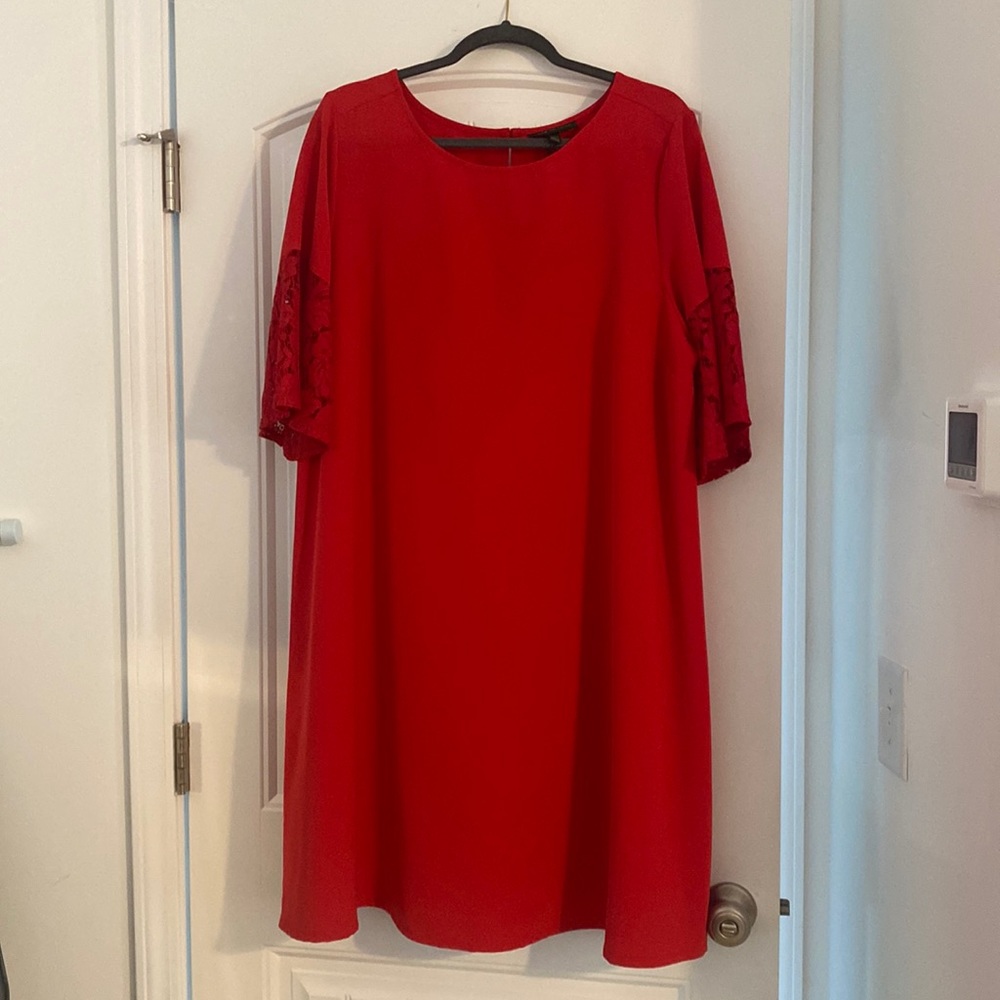 Lane Bryant, Red, Elbow Sleeve dress with lace detail